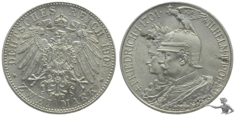Preussen 2 Mark 1901 - Friedrich I. &amp; Wilhelm II.